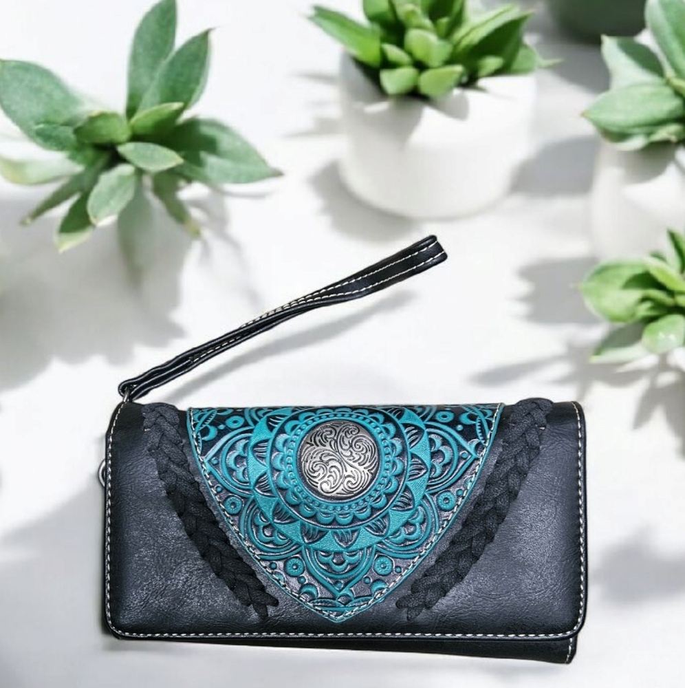 Black and Blue Clutch with Mandala Design